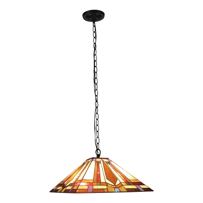 Geometric Suspension Light Tiffany Style Mission Stained Glass 1 Light ...