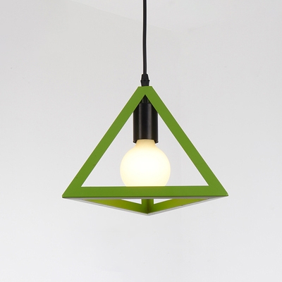 Industrial Colorful Triangle Drop Light Metal 1 LED Suspension Light for Commercial Space