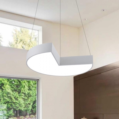 Matte White Geometric LED Hanging Pendant Light Modern Commercial Office Acrylic Ceiling Light