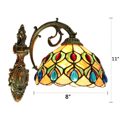 Nature Hand-made Shell Stained Glass Donwlight Tiffany Wall Sconce