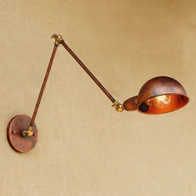 Semicircle Wall Mount Fixture Retro Style Adjustable Iron Single Bulb Wall Lamp in Rust