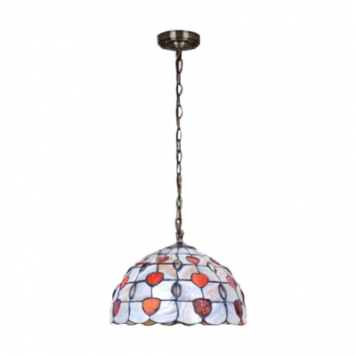 Tiffany Style Shelly Pendant Lamp Stained Glass 1/2/3 Light Hanging Light in Multi Color