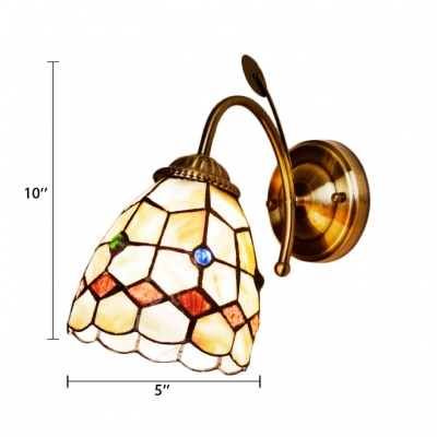 Tiffany Style Shelly Wall Lamp Stained Glass Wall Sconce in Beige for Bathroom Mirror Staircase