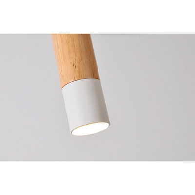 Wooden Tube LED Hanging Lights Nordic Style 1 Head Downlight in Black/White for Restaurant Clothes Stores
