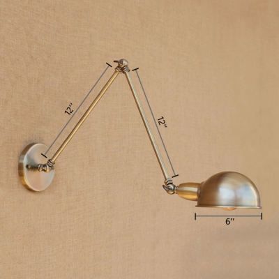 1 Bulb Swing Arm Wall Light Sconce Retro Style Metal Wall Light in Bronze for Study Room