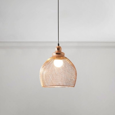 Copper Mesh Cage Pendant Light Vintage Stylish Metallic Single Light Art Deco Suspended Light