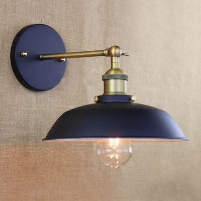 Armed Wall Mount Fixture Retro Style Metal 1 Light LED Wall Light in Antique Brass