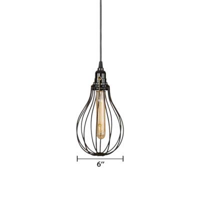 Caged Pendant Light Retro Style Iron Cord Suspended Lamp with Pull ...