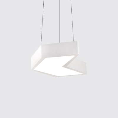 Geometric LED Chandelier Simple Acrylic Shade Ceiling Pendant Light in White Finish