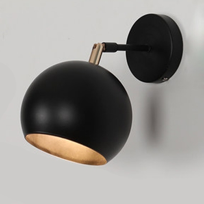 Metal Orb Lighting Fixture Nordic Industrial 1 Bulb Wall Mount Light in Black for Bedside