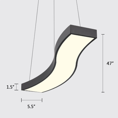 Modern Wave Pendant Light Metal Linear Suspension Light in Black 28