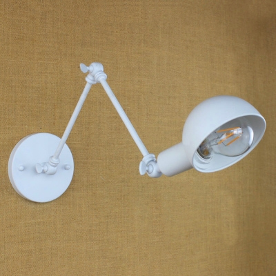 White Finish Swing Arm Lighting Fixture Modernism Iron Single Light Wall Light Sconce