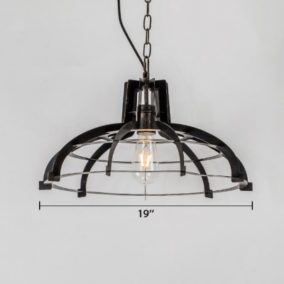 Barn/Dome Shade Pendant Lighting Industrial Style Metal Frame 1 Bulb Hanging Pendant Light