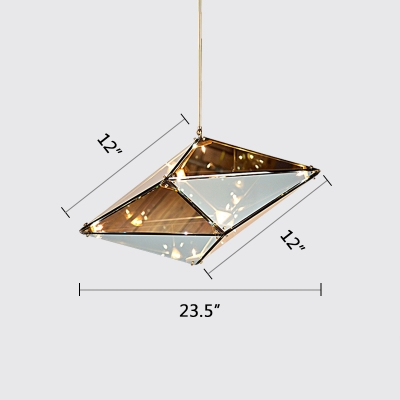 Diamond 8-Light Drop Ceiling Lights Fume Glass Post Modern Style Hanging Pendant for Counter Bar Cafe