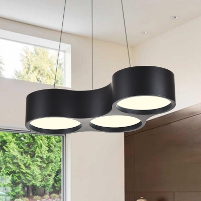 Honeycomb Led Chandelier Modern Style Metal 3 Light Pendant Lighting in Black for Office Dining Room