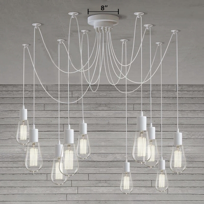 Industrial Multi Light Pendant in White Finish 10 Light Swag Chandelier for Living Room Restaurant Clothes Stores