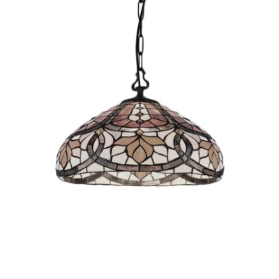 Leaf Design Ceiling Pendant Lamp Tiffany Stained Glass Single Light Drop Light in Multi Color