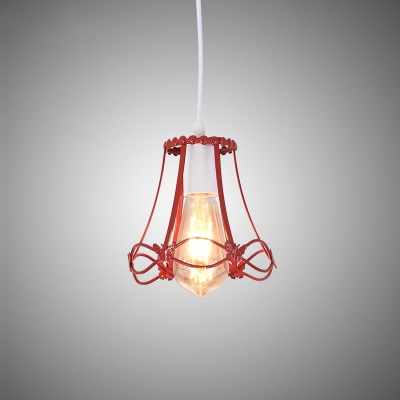 Metal Frame Hanging Light Industrial Colorful Single Head Drop Light with Butterfly Decoration