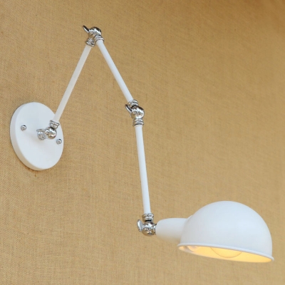 Single Bulb Semicircle Sconce Light Industrial Metal Wall Mount Light in White for Library