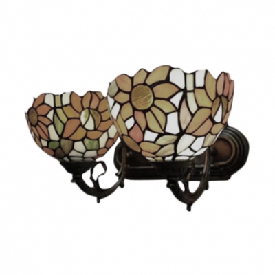 Vintage Tiffany Style Stained Glass Sunflowers Wall Sconce,19