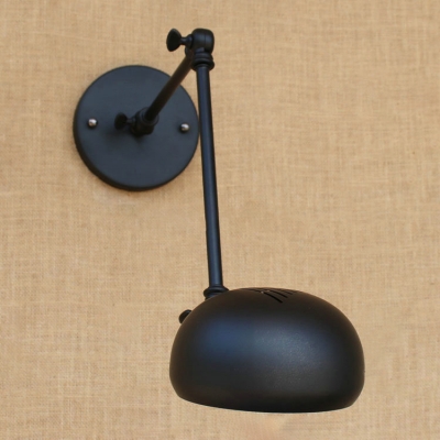 1 Bulb Arm Adjustable Wall Sconce Retro Style Iron Lighting Fixture in Black for Study Room