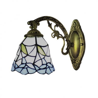Bell Wall Sconce Tiffany Style Stained Glass Wall Light in Multicolor for Corridor Balcony