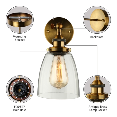 Bowl Shade Sconce LED Wall Light with Clear Glass  in Bronze