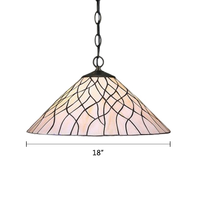 Coolie Suspended Light Tiffany Style Vintage Glass Single Bulb Pendant Light in Beige