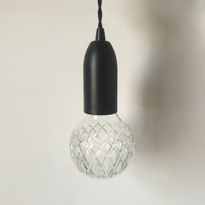 G9 Glass Ball Shade Pendant Modern Simple Style Black Finish 1-Light Hanging Fixture for Restaurant Counter