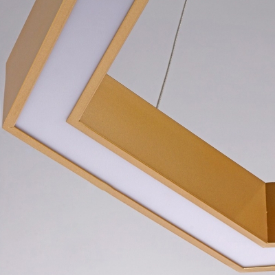 Metal Hexagon LED Pendant Light Simple Gold Finish Chandelier Lights for Living Room Bedroom Office