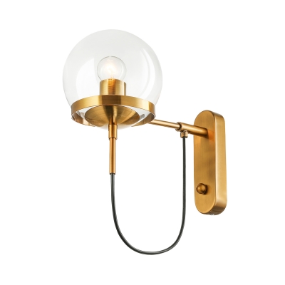 Retro Antique Brass 1-Light Wall Sconce in Globe Shade Decorative Wall Light for Hallway Foyer Restaurant