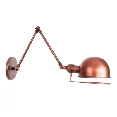 Semicircle Wall Mount Fixture Industrial Adjustable Iron Single Bulb Wall Sconce in Rust