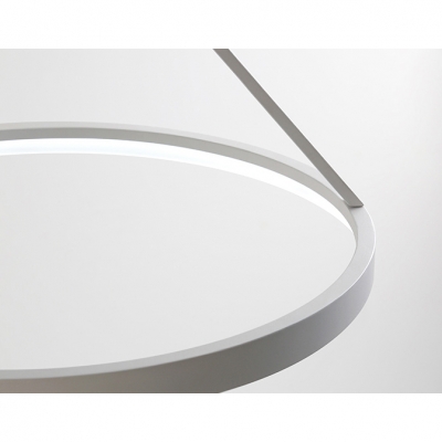Ultra Thin Hoops Pendant Lights Modern Style Aluminum Single Ring Hanging Lighting in White