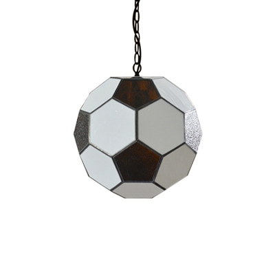 Football Pendant Light Tiffany Modern Stained Glass LED Suspended Lamp for Children Room