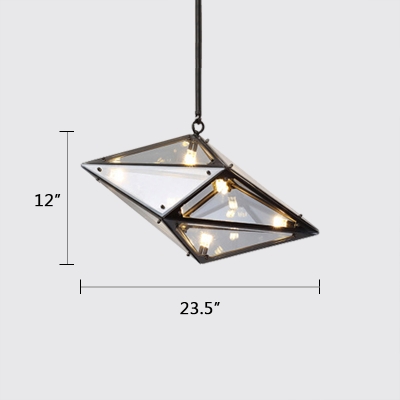 8-Head Prism Pendant Fixture Smoke Post Modern Style Glass Drop Light for Restaurant Clothes Store