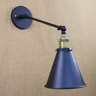 Black Coolie Wall Sconce Industrial Metal Single Bulb Wall Light for Coffee Shop