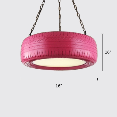 Industrial Style Tyre LED Pendant Lighting Metal 1 Light Hanging Ceiling Fixture for Kids Room