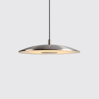 Satin Nickel Round Pendant Lights Post Modern Frosted Glass Shade Single Pendant Fixture