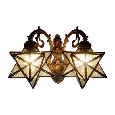 Star Wall Sconce Tiffany Style Clear/Rippled Glass 2 Lights Wall Mount Fixture for Children Room