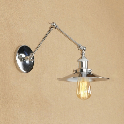 1 Light Conical Wall Sconce Industrial Adjustable Metal Wall Light in Chrome for Foyer