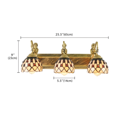 Beige Pattern 24 Inch Bathroom Vanity Lighting in Tiffany Stained Glass Style