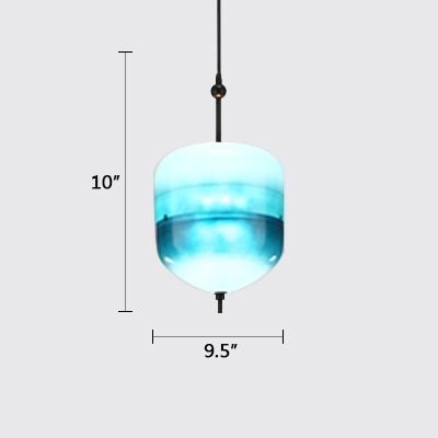 Blue Glass Shade Hanging Pendant Nordic Style LED Suspension Lamp in Warm/White Light
