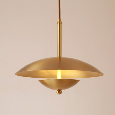 Brass Finish Mushroom Pendant Lights Post Modern Metal Single Light Small Hanging Light