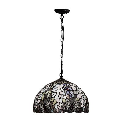 Butterfly Drop Ceiling Lighting Tiffany Style Stained Glass Single Light Hanging Light