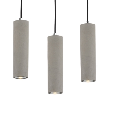 Cement Cylinder LED Track Light Nordic Style 1-LED Pendant Lighting in Gray for Kitchen Island