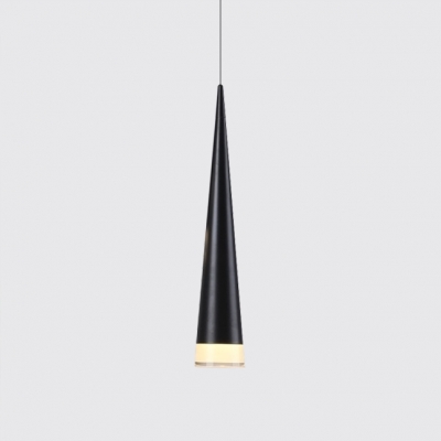 Cone Pendant Lighting Contemporary Light Fixture Aluminum 1-LED Hanging Fixture in Black/Silver