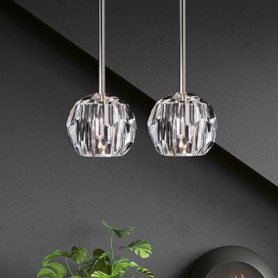 Crystal 1 Light Pendant Lamp in Antique Brass/Chrome/Black Finish Post Modern Style Suspension Light