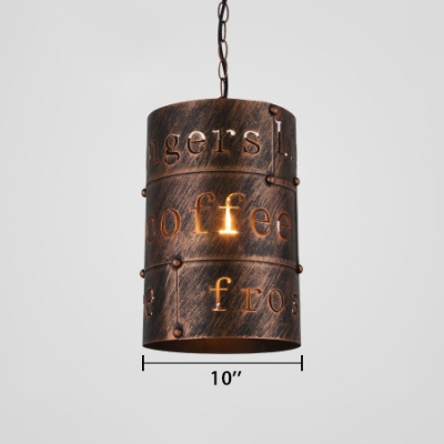 Cylinder Pendant Light Industrial Retro Style Iron Drop Light for Restaurant Foyer