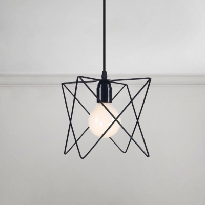 Open Bulb Pendant Lamp Industrial Steel Ambient Lighting Fixture with Metal Frame