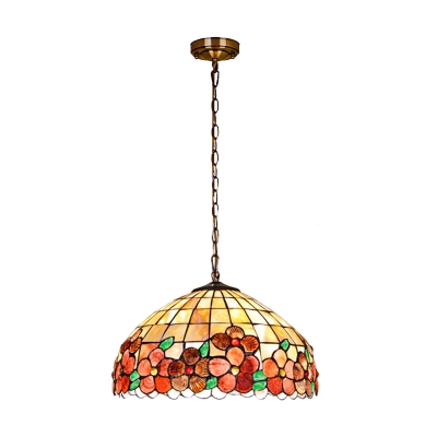 Tiffany Style Shelly Suspended Light Beige Glass 1/2/3 Head Ceiling Pendant Light